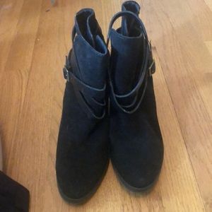 Dolce Vita black suede booties with leather wrap